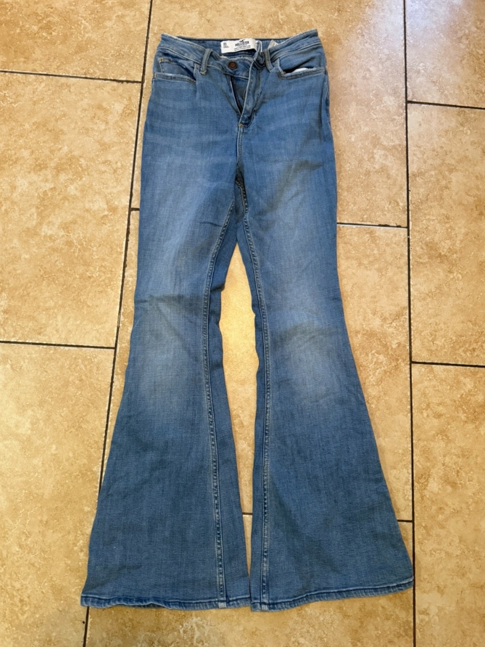 Hollister Blue Flare Denim Jeans - Mid Wash